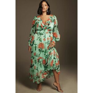 Anthropologie The Odetta Ruffled V-Neck Dress women’s size Large